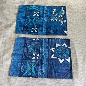 Mama's Fish House Maui Placemats‎ Set of 2 Blue Batik Tribal Tropical Hawaiian